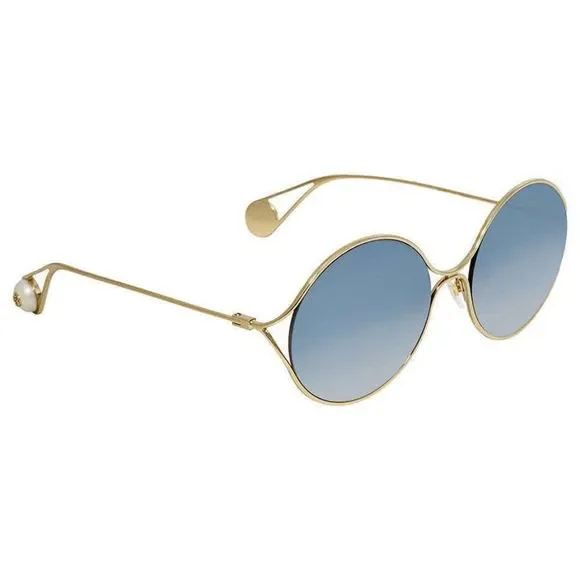 NEW Gucci Gold Round Women\'s Sunglasses Gucci Gg0225s Gold-Gold Female Round Sunglasses | Eyewear Index main image 3